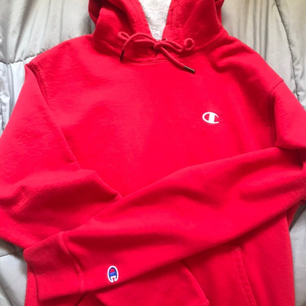 Red champion hoodie